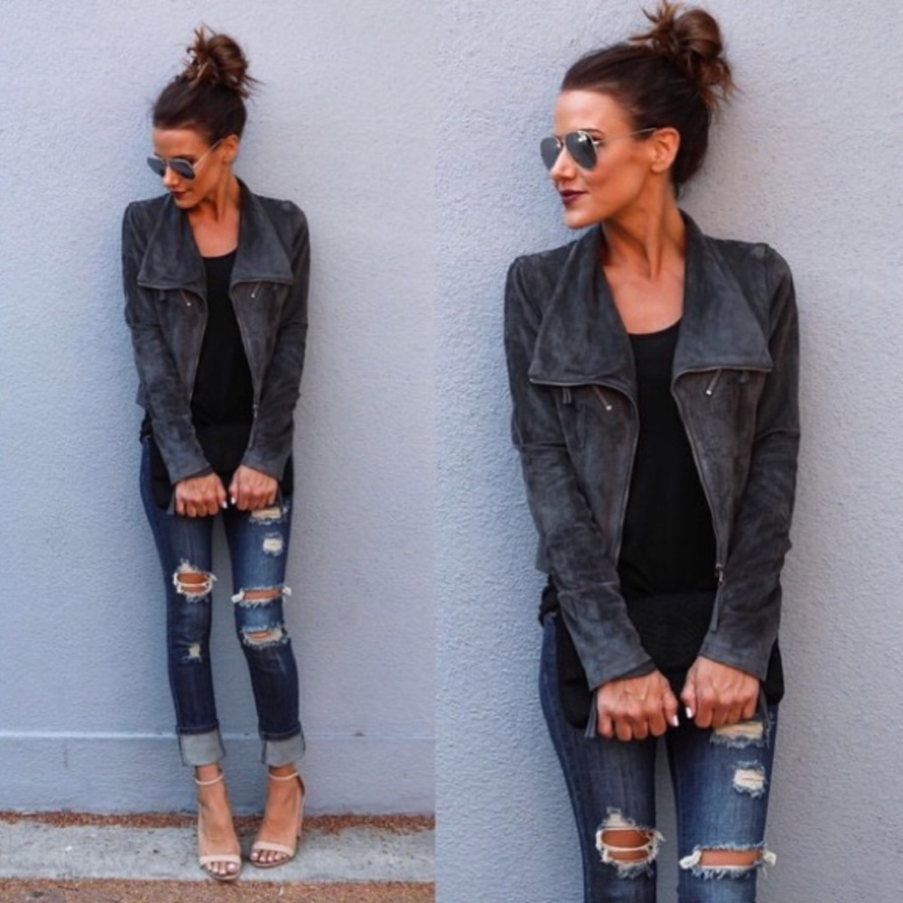 VICI [Solemio] Vegan Suede Jacket | Charcoal